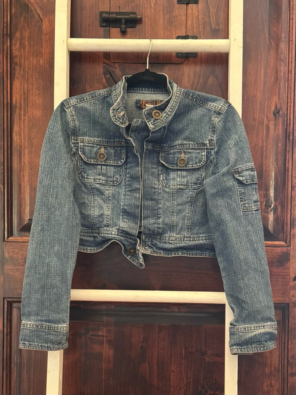 Miss Lili Washed Blue Cropped Denim Jacket